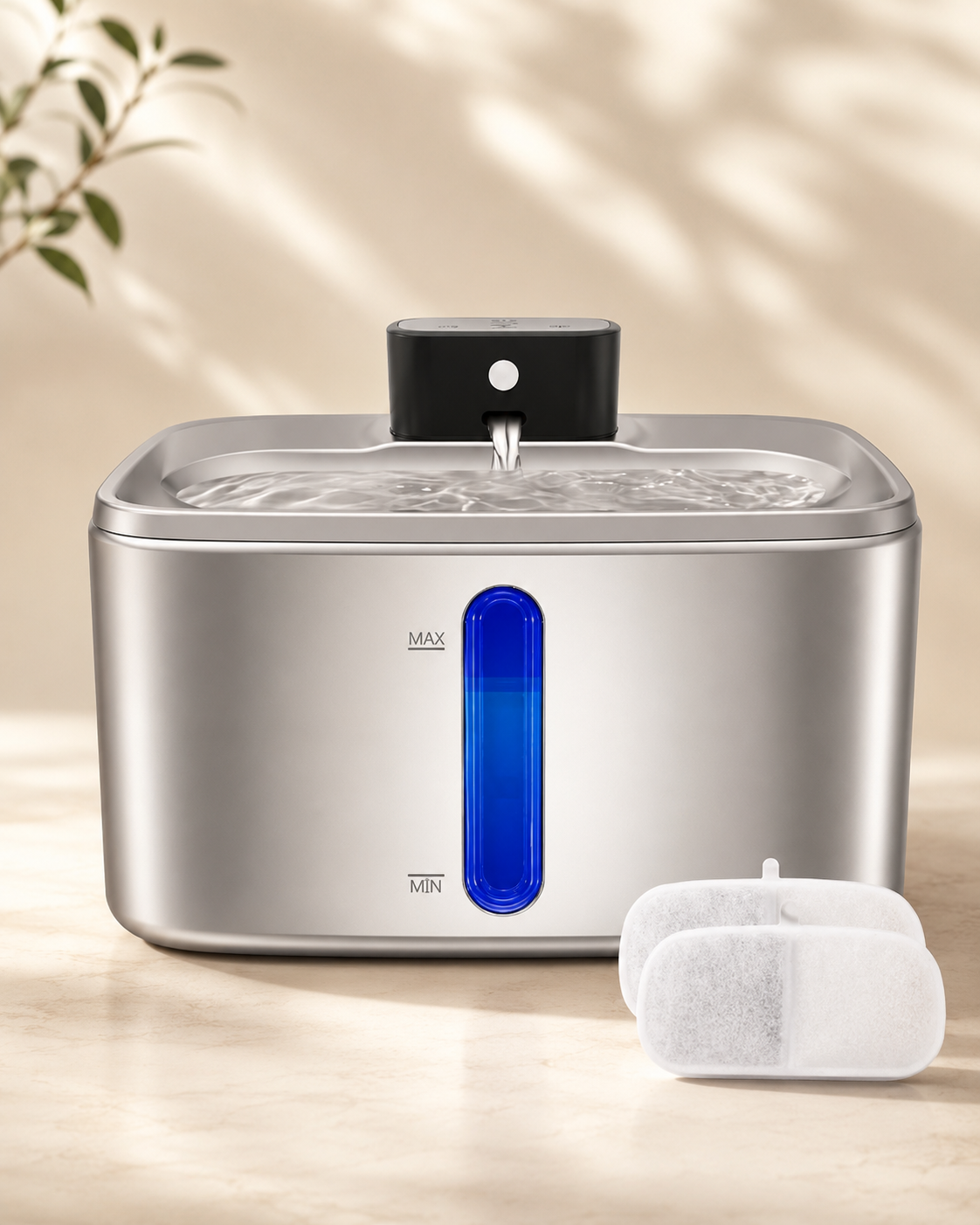 Cat and Dog Water Fountain Wireless Stainless Steel
