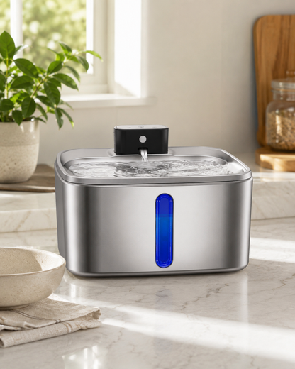 Cat and Dog Water Fountain Wireless Stainless Steel