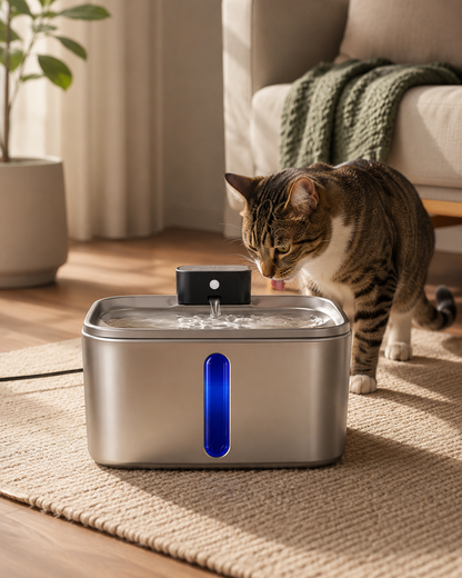 Cat and Dog Water Fountain Wireless Stainless Steel